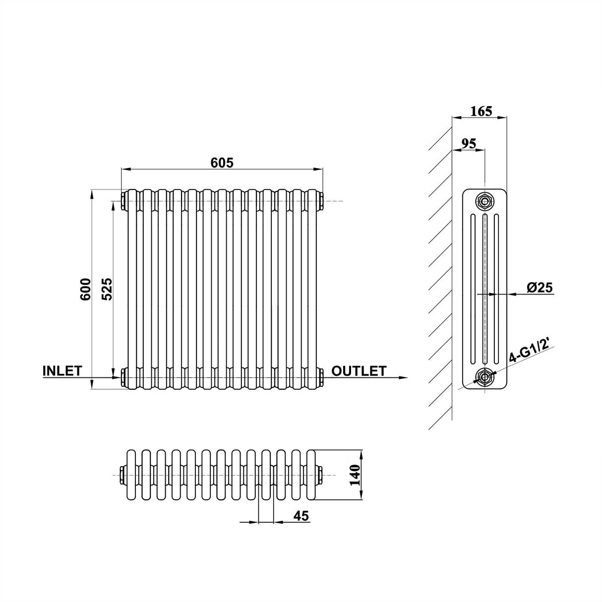 Modern Splash Cast Iron Radiator-CIR6-13-4
