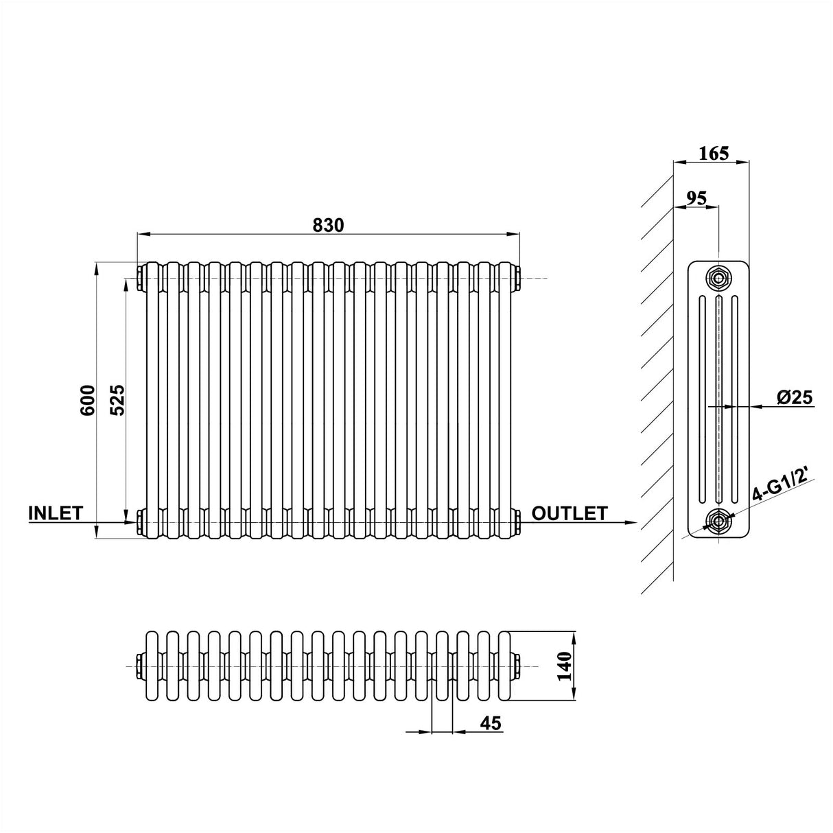 Modern Splash Cast Iron Radiator-CIR6-18-4
