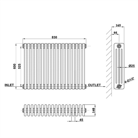 Modern Splash Cast Iron Radiator-CIR6-18-4
