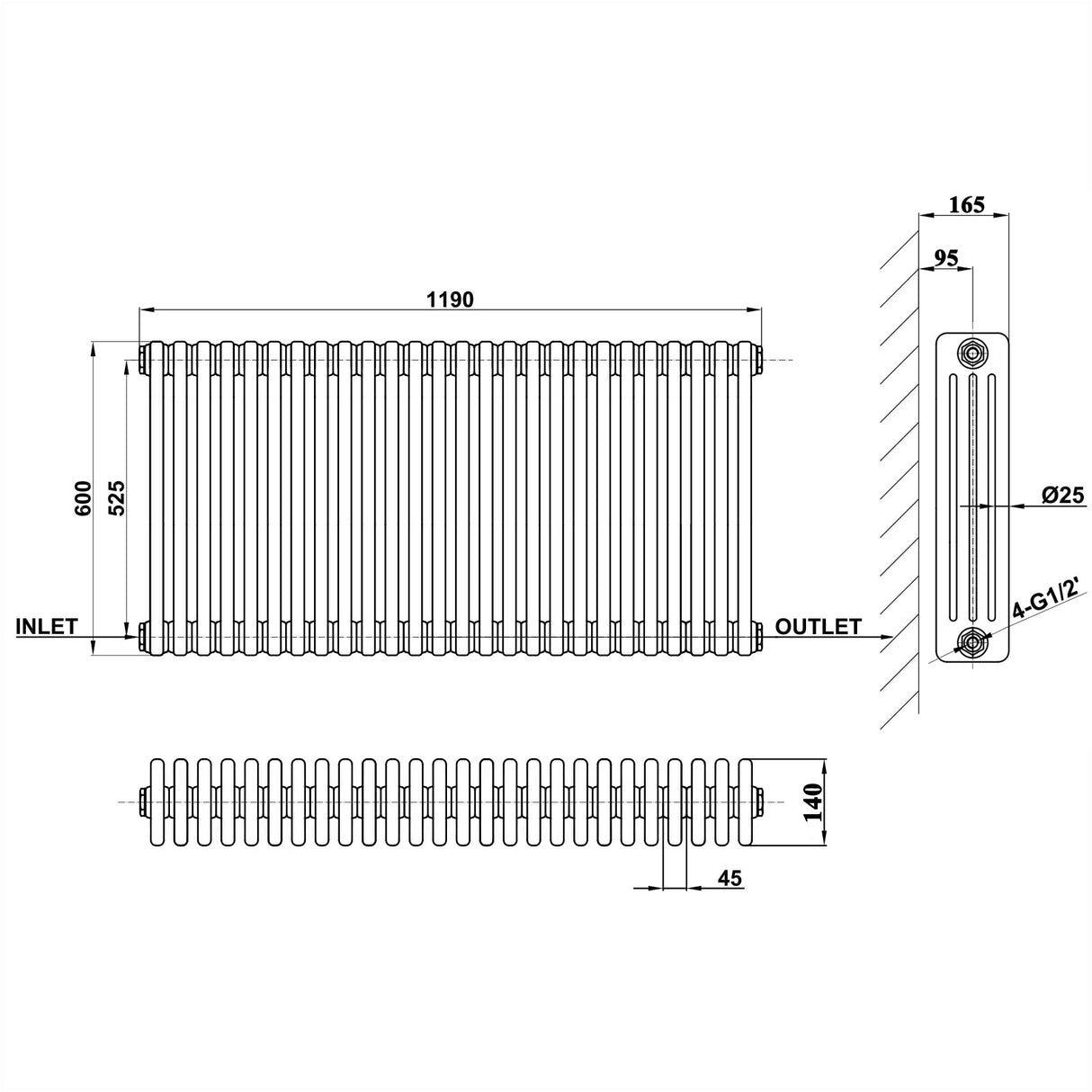 Modern Splash Cast Iron Radiator-CIR6-26-4
