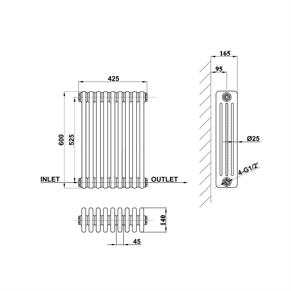 Modern Splash Cast Iron Radiator-CIR6-9-4
