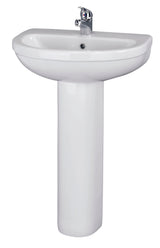 Modern Splash 1 Tap Hole 550mm Ceramic Basin & Pedestal