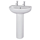 Modern Splash 2 Tap Hole 550mm Ceramic Basin & Pedestal