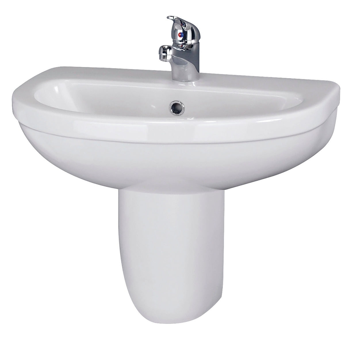 Modern Splash 1 Tap Hole 550mm Ceramic Basin & Semi Pedestal
