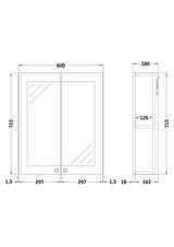 Modern Splash 600mm Soft Black Wall Hung Mirror Cabinet