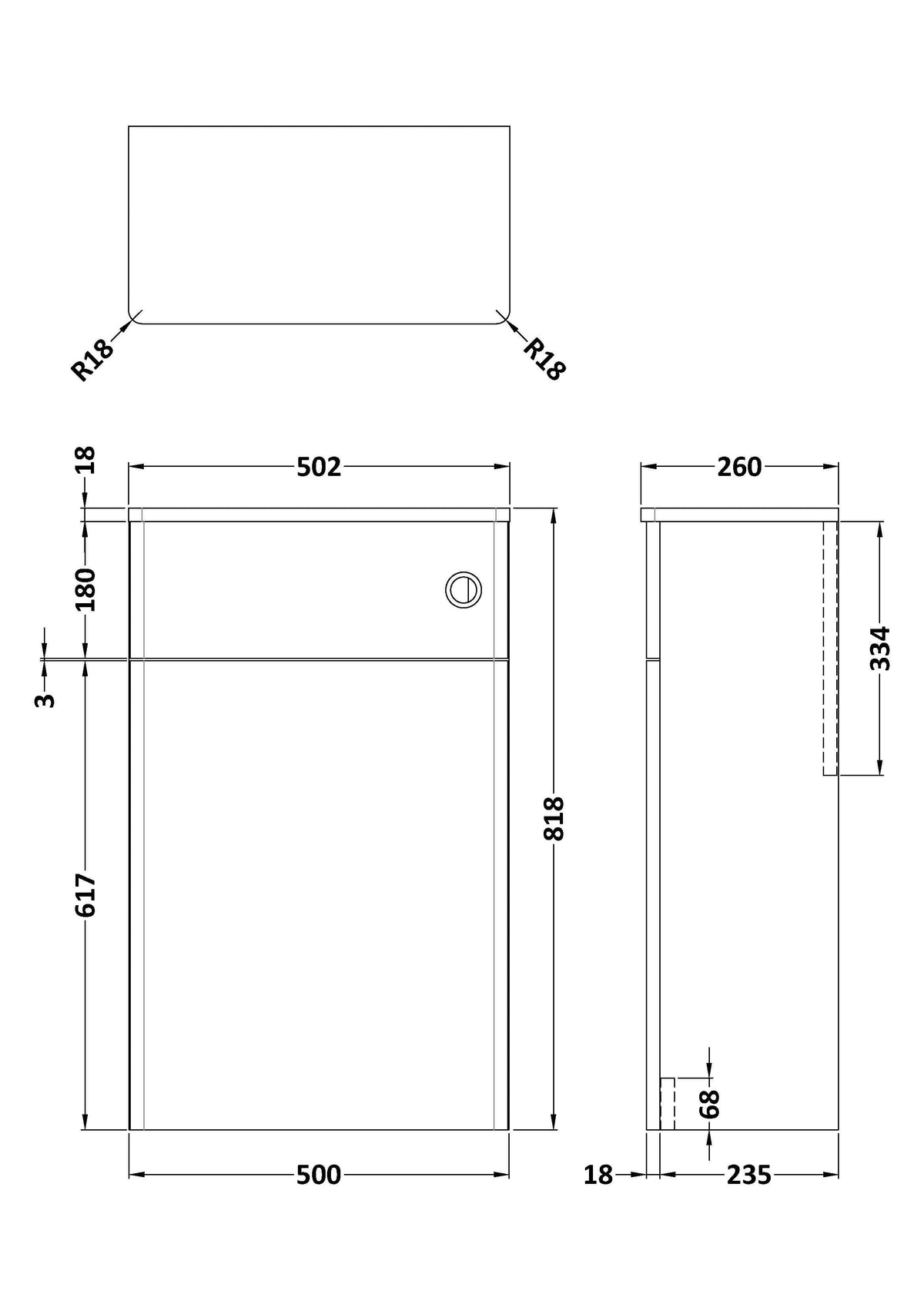 Modern Splash 500mm Satin White Floor Standing WC Unit