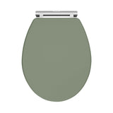 Old London Classique Satin Green Round Wooden Soft Close Traditional Toilet Seat With Quick Release Hinge