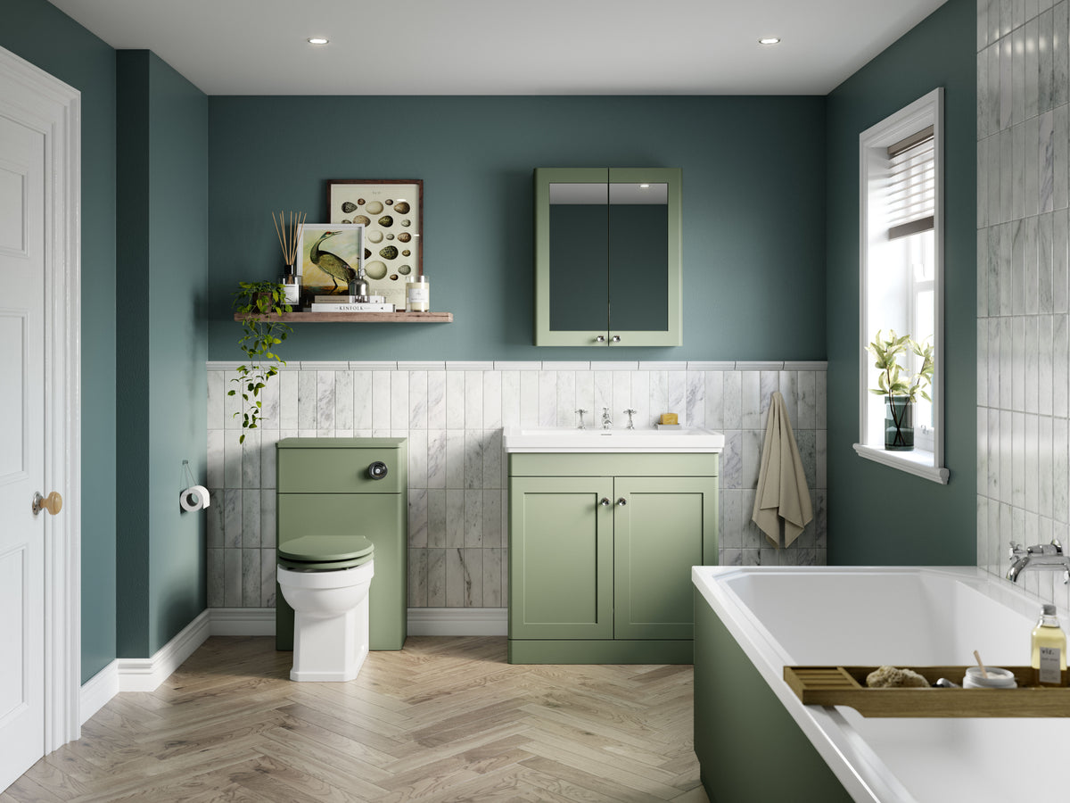 Old London Classique Satin Green Round Wooden Soft Close Traditional Toilet Seat With Quick Release Hinge