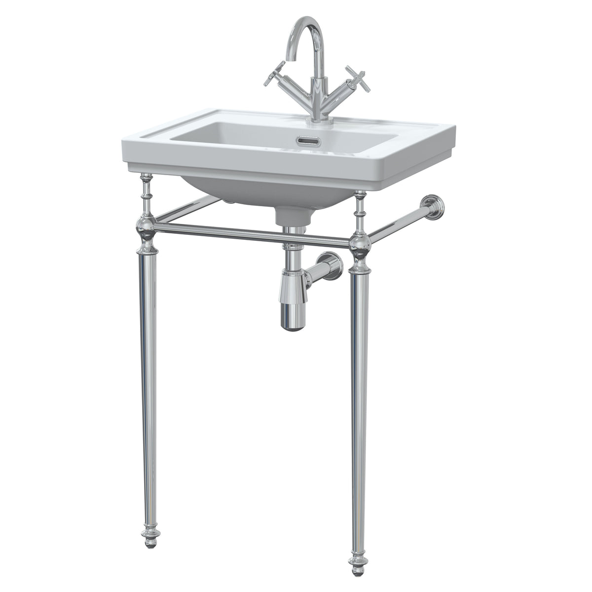 Modern Splash 1 Tap Hole 530mm Traditional Ceramic Basin With Stand
