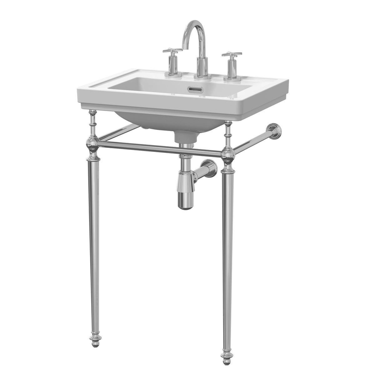 Modern Splash 3 Tap Hole 530mm Traditional Ceramic Basin With Stand