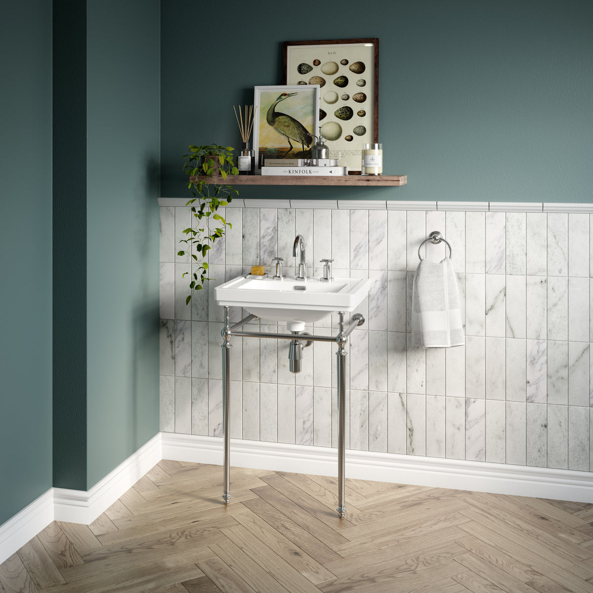Modern Splash 3 Tap Hole 530mm Traditional Ceramic Basin With Stand