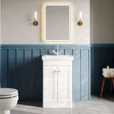 Modern Splash 500mm Satin White 2 Door Floor Standing Vanity Unit With 1 Tap Hole Basin
