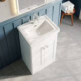 Modern Splash 500mm Satin White 2 Door Floor Standing Vanity Unit With 1 Tap Hole Basin