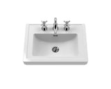 Modern Splash 600mm Satin White 2 Door Floor Standing Vanity Unit With 1 Tap Hole Basin With Ceramic Basin