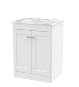 Modern Splash 600mm 2 Door Floor Standing Vanity Unit With Carrara Marble Worktop