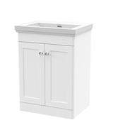 Modern Splash 600mm Satin White 2 Door Floor Standing Vanity Unit With Basin