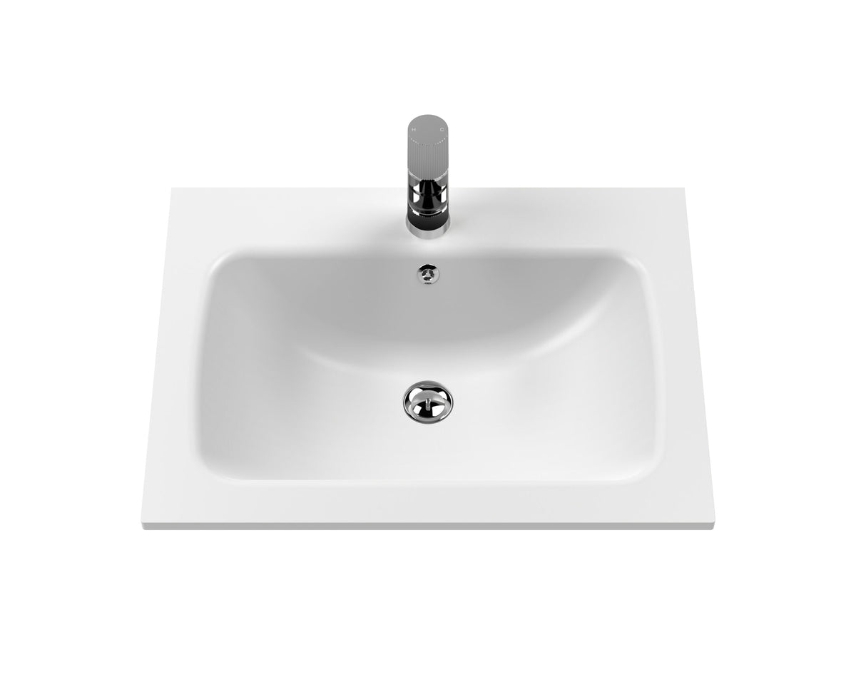 Modern Splash Classique 600mm Satin White 2 Door Floor Standing Vanity Unit With 1 Tap Hole Stone Basin