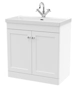 Modern Splash 800mm Satin White 2 Door Floor Standing Vanity Unit With 1 Tap Hole Thin Edge Basin