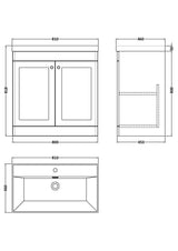 Modern Splash 800mm Satin White 2 Door Floor Standing Vanity Unit With 1 Tap Hole Thin Edge Basin