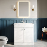 Modern Splash 800mm Satin White 2 Door Floor Standing Vanity Unit With 1 Tap Hole Thin Edge Basin