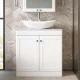 Modern Splash 800mm Satin White 2 Door Floor Standing Vanity With Grey Marble Worktop