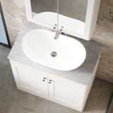 Modern Splash 800mm Satin White 2 Door Floor Standing Vanity With Grey Marble Worktop