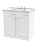 Modern Splash 800mm Satin White 2 Door Floor Standing Vanity Unit With 3 Tap Hole Basin