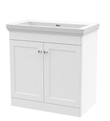 Modern Splash 800mm Satin White 2 Door Floor Standing Vanity Unit With Basin