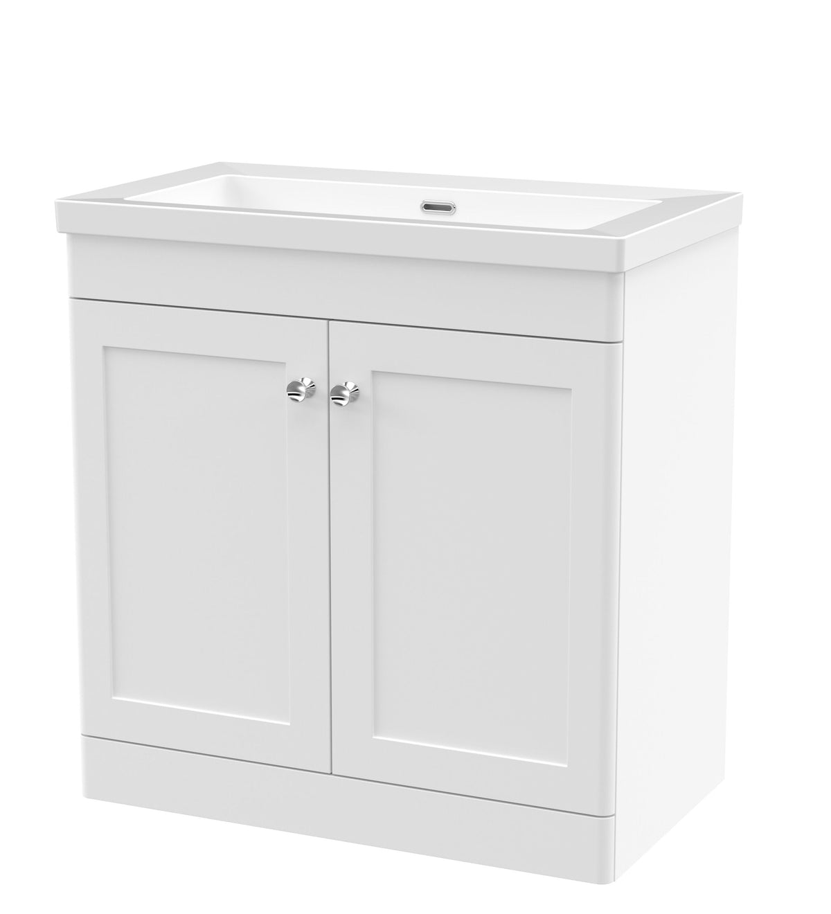 Modern Splash 800mm Satin White 2 Door Floor Standing Vanity Unit With Fireclay Basin