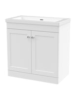 Modern Splash 800mm Satin White 2 Door Floor Standing Vanity Unit With Fireclay Basin