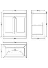 Modern Splash 800mm Satin White 2 Door Floor Standing Vanity Unit With Fireclay Basin