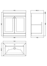 Modern Splash 800mm Satin White 2 Door Floor Standing Vanity Unit With 1 Tap Hole Fireclay Basin