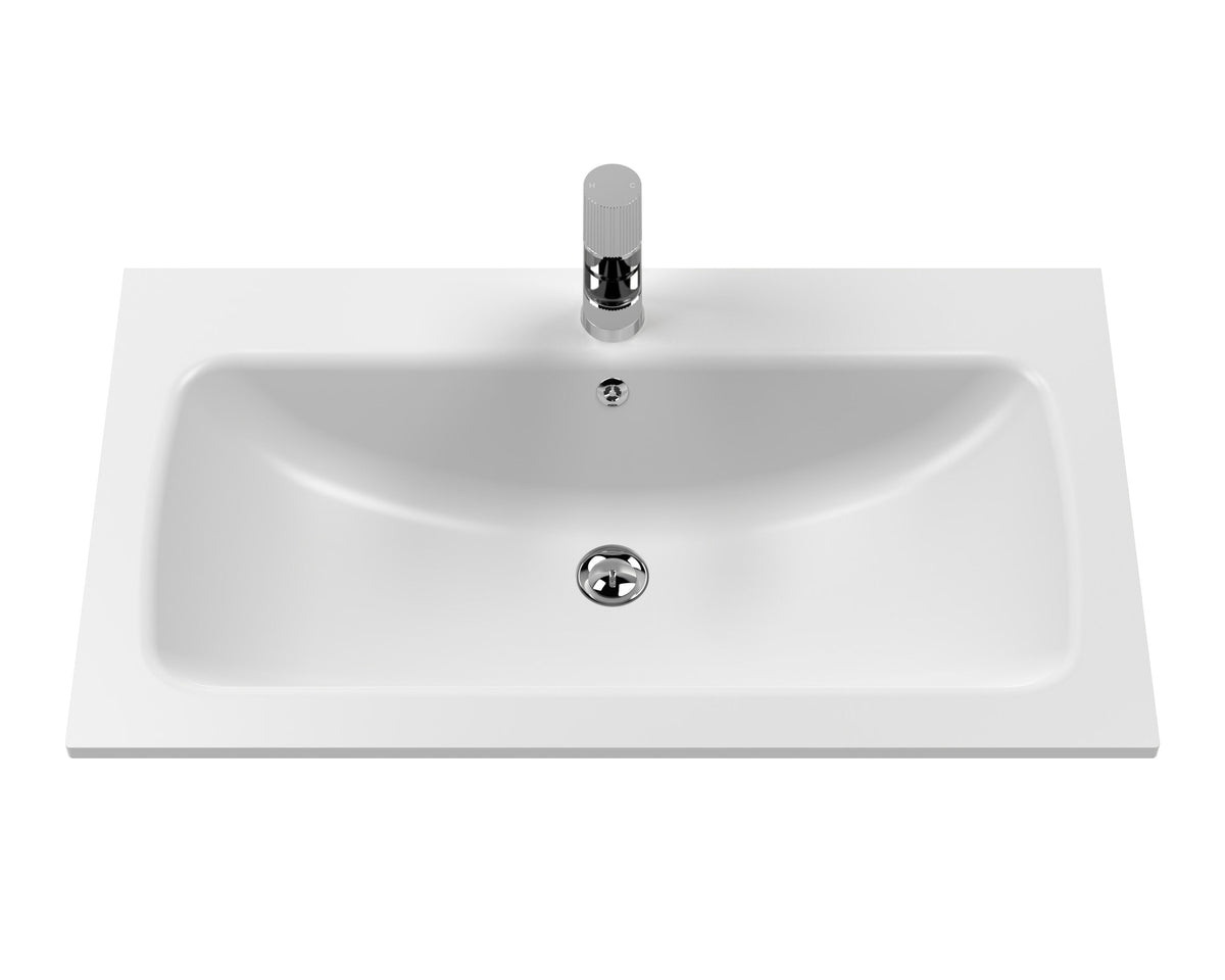Modern Splash Classique 800mm Satin White 2 Door Floor Standing Vanity Unit With 1 Tap Hole Stone Basin