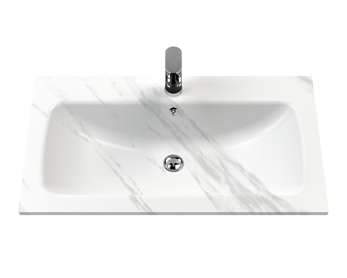 Modern Splash Combined clean  800mm Satin White 2 Door traditional Floor Standing Vanity Unit With 1 Tap Hole Stone Basin