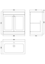 Modern Splash Combined clean  800mm Satin White 2 Door traditional Floor Standing Vanity Unit With 1 Tap Hole Stone Basin
