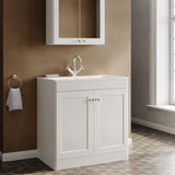 Modern Splash Combined clean  800mm Satin White 2 Door traditional Floor Standing Vanity Unit With 1 Tap Hole Stone Basin