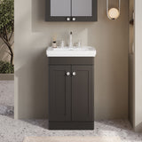 Modern Splash 500mm Soft Black 2 Door Floor Standing Vanity Unit With 3 Tap Hole Basin