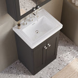 Modern Splash 500mm Soft Black 2 Door Floor Standing Vanity Unit With 3 Tap Hole Basin