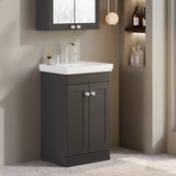Modern Splash 500mm Soft Black 2 Door Floor Standing Vanity Unit With 3 Tap Hole Basin