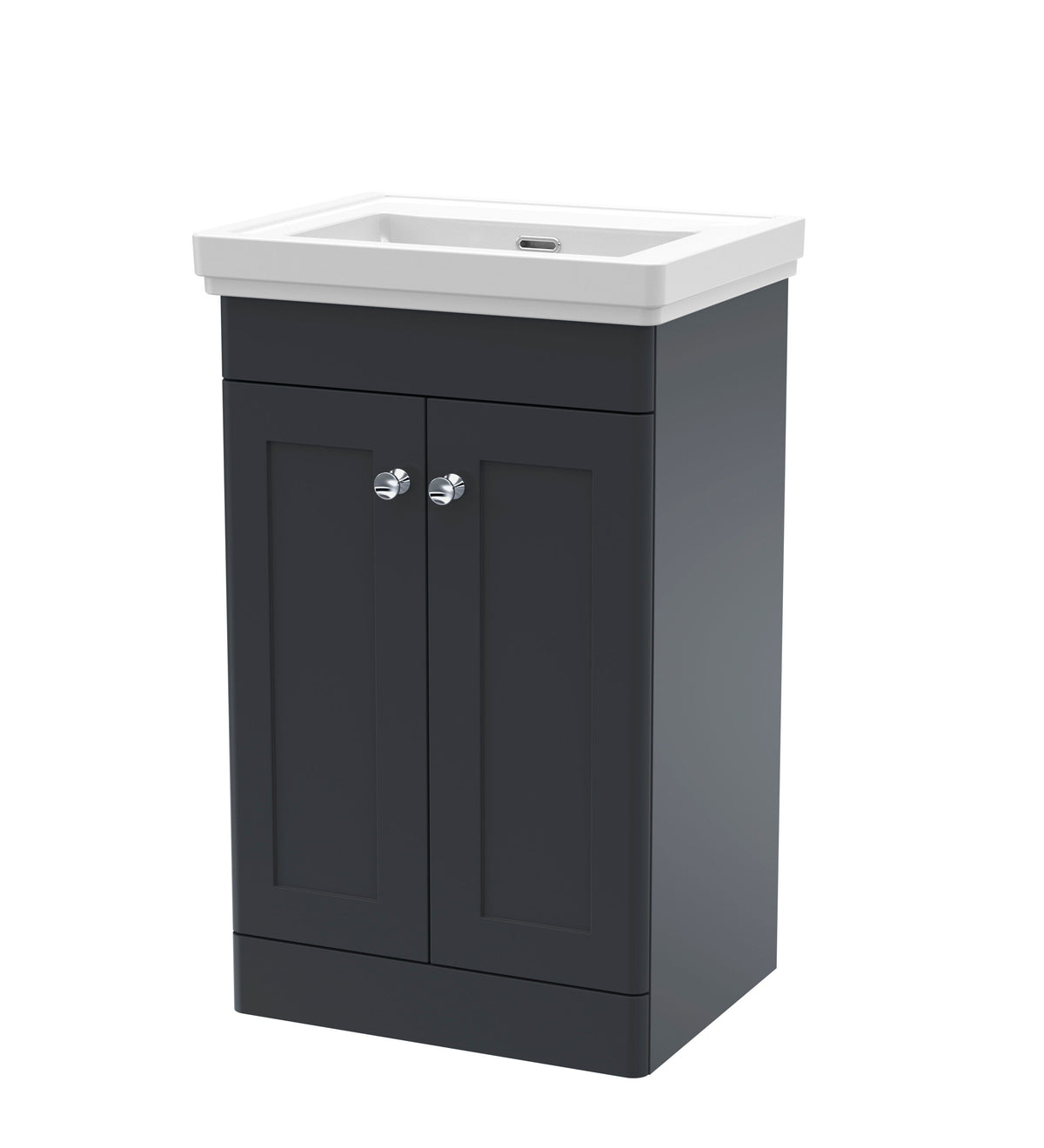 Modern Splash Classique 500mm Soft Black 2 Door Floor Standing Vanity Unit With Basin