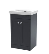 Modern Splash Classique 500mm Soft Black 2 Door Floor Standing Vanity Unit With Basin