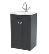 Modern Splash Classique Traditional 500mm Soft Black 2 Door Floor Standing Vanity Unit With Basin