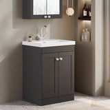 Modern Splash 600mm Soft Black 2 Door Floor Standing Vanity Unit With 1 Tap Hole Thin Edge Basin