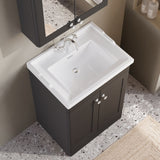 Modern Splash 600mm Soft Black 2 Door Floor Standing Vanity Unit With 1 Tap Hole Basin