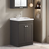 Modern Splash 600mm Soft Black 2 Door Floor Standing Vanity Unit With 1 Tap Hole Basin