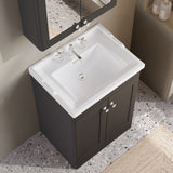 Modern Splash 600mm Soft Black 2 Door Floor Standing Vanity Unit With 3 Tap Hole Basin
