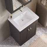 Modern Splash 600mm Soft Black 2 Door Floor Standing Vanity Unit With Fireclay Basin