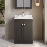 Modern Splash 600mm Soft Black 2 Door Floor Standing Vanity Unit With 1 Tap Hole Marble Basin