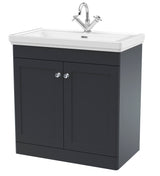 Modern Splash 800mm Soft Black 2 Door Floor Standing Vanity Unit With 1 Tap Hole Basin With Ceramic Basin