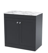 Modern Splash 800mm Soft Black 2 Door Floor Standing Vanity With Carrara Marble Worktop